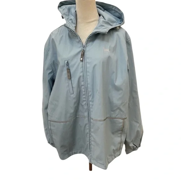 Black Dog Light Blue Women’s XL Raincoat Full Zip Hood Adjustable Wrist - Picture 2 of 9